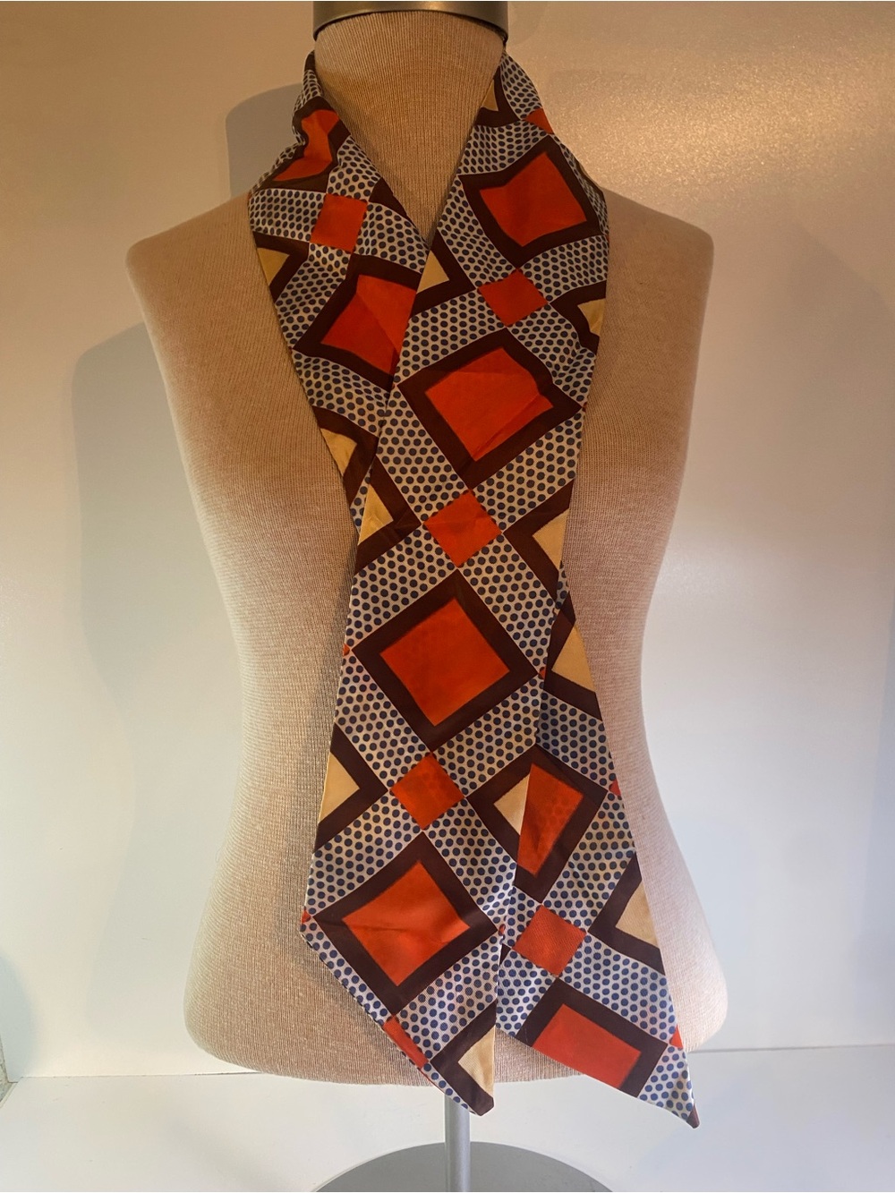 Vintage Vibrant Geometric 4”x55” Hair Band Neck Scarf